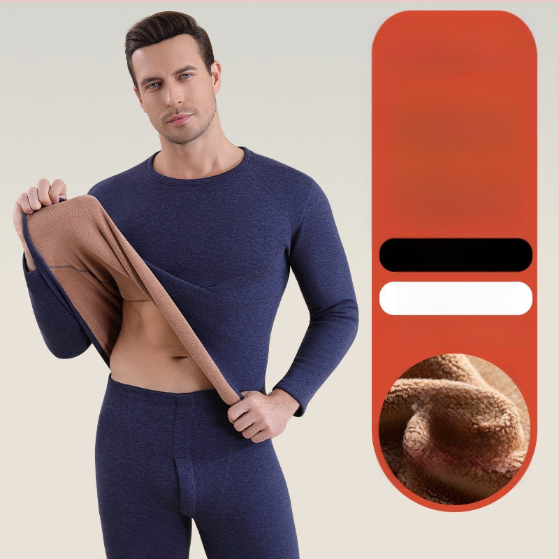 Set termic unisex din lambswool, grosime 420 g, antibacterian, țesătură dublă, cu glugă