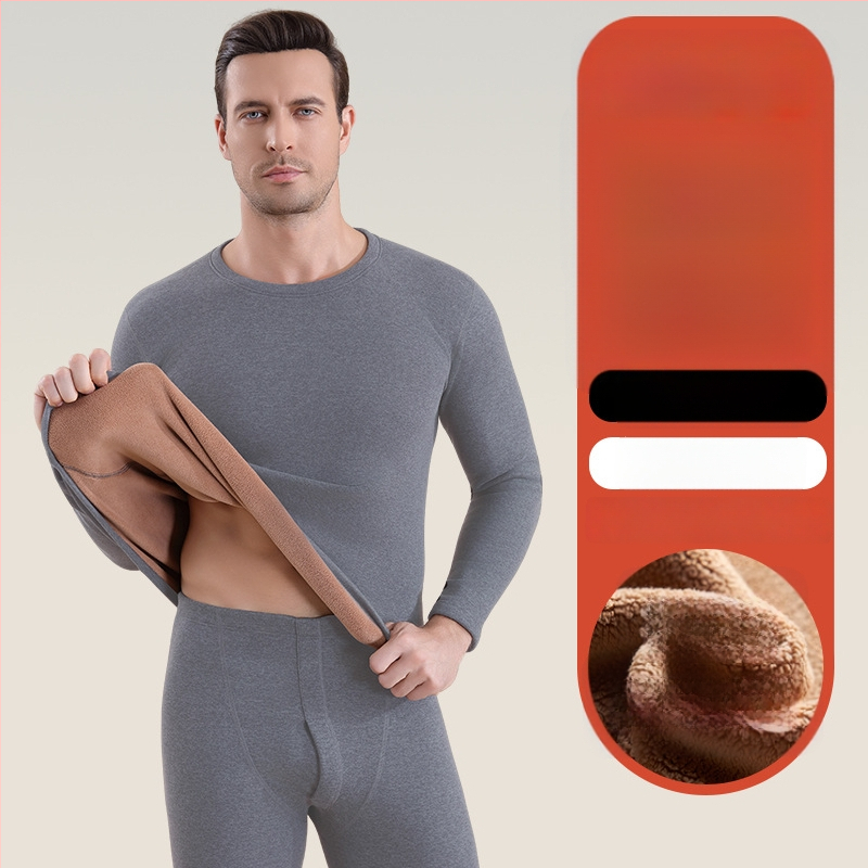 Set termic unisex din lambswool, grosime 420 g, antibacterian, țesătură dublă, cu glugă