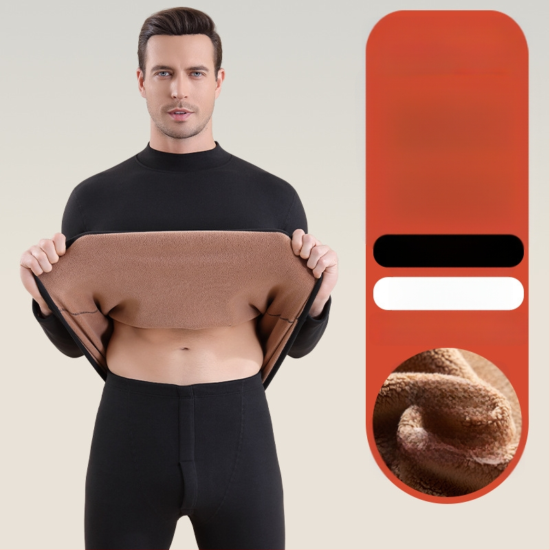 Set termic unisex din lambswool, grosime 420 g, antibacterian, țesătură dublă, cu glugă