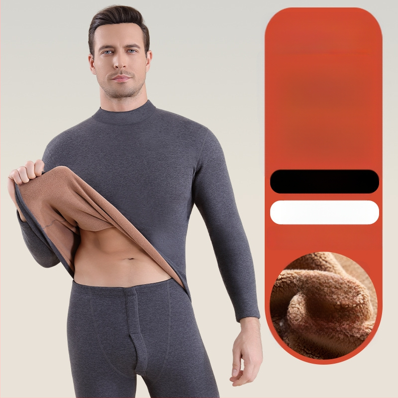 Set termic unisex din lambswool, grosime 420 g, antibacterian, țesătură dublă, cu glugă