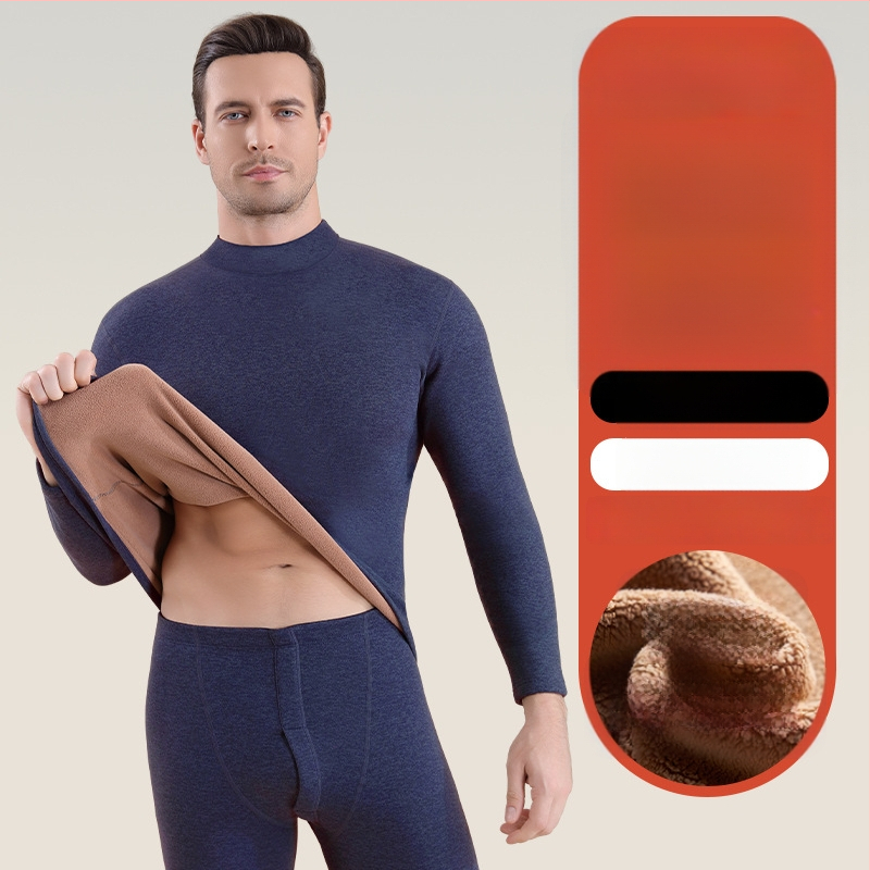 Set termic unisex din lambswool, grosime 420 g, antibacterian, țesătură dublă, cu glugă