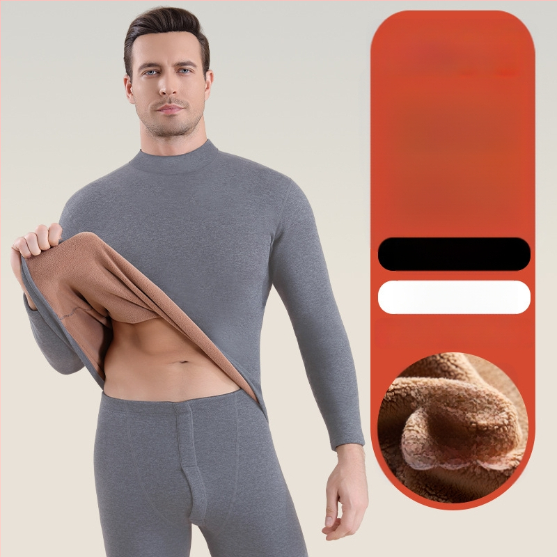 Set termic unisex din lambswool, grosime 420 g, antibacterian, țesătură dublă, cu glugă