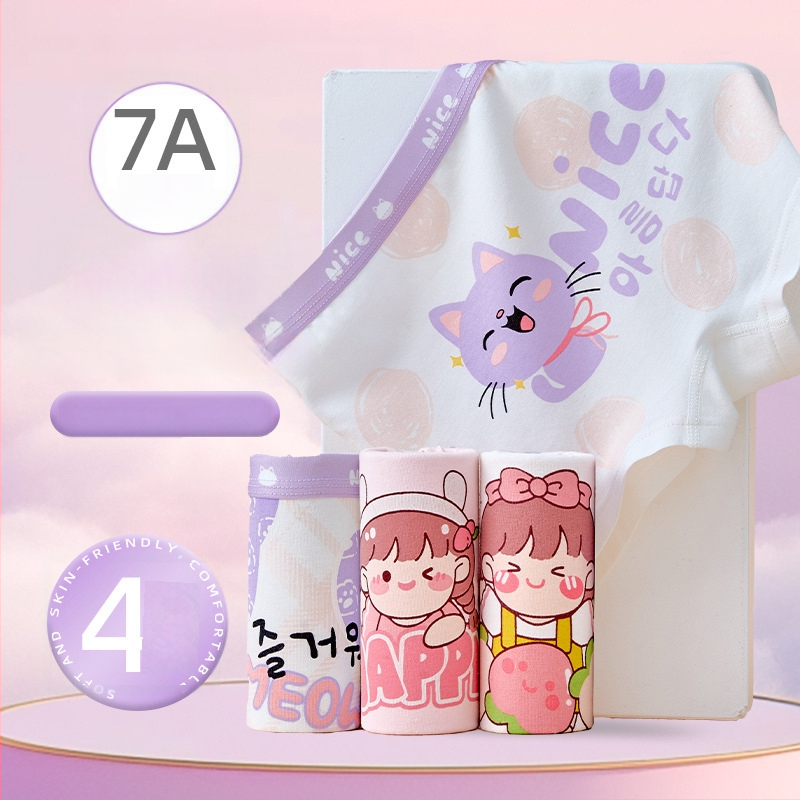 Boxeri pentru fete din bumbac 95%, model ușor de vară, pentru copii 3–8 ani (100–140 cm) și copii mai mari peste 140 cm.