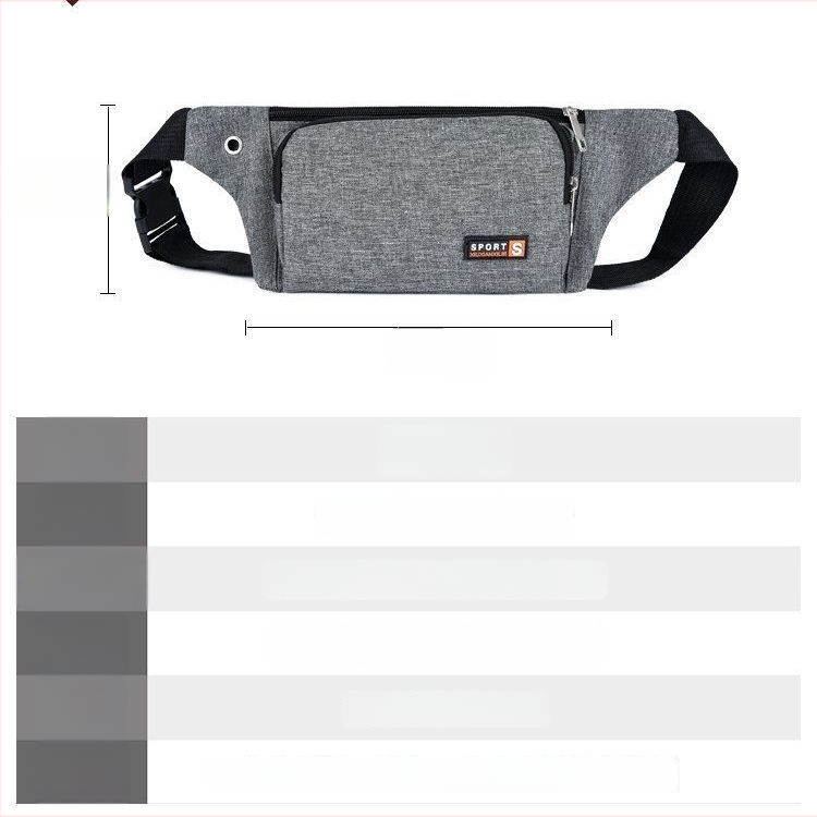 Férfi övtáska keresztpánttal, telefonos crossbody, külső használatra, Oxford anyag, cipzáras zárás, poliészter bélés