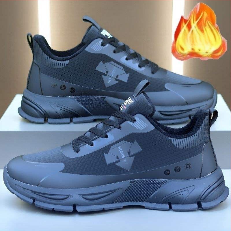 Pánske zimné tenisky z PU kože, vodeodolné, s plyšovou výstelkou