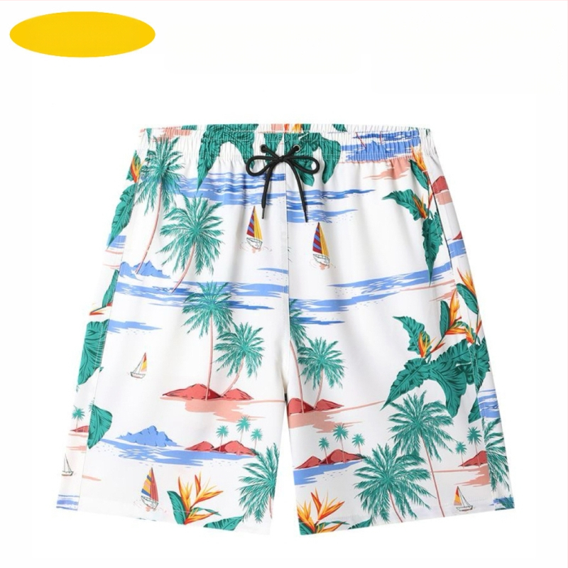Muške plažne šorceve, opušten kroj, otisak, poliester 90–95%, 150 g