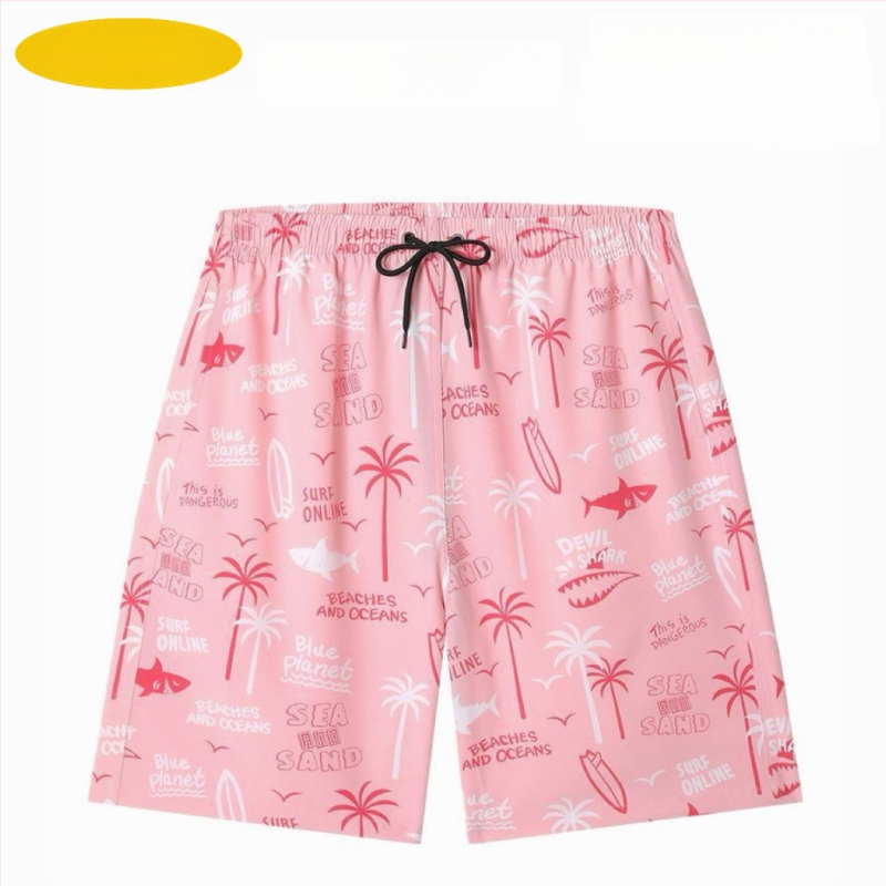 Muške plažne šorceve, opušten kroj, otisak, poliester 90–95%, 150 g