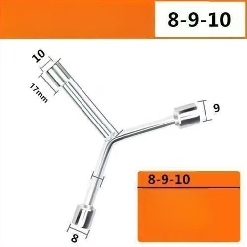 Three-Prong Socket Wrench, Extended Y-Type, Multi-Functional Triangle Socket, High-Carbon Steel for Motorcycle Tire Repair