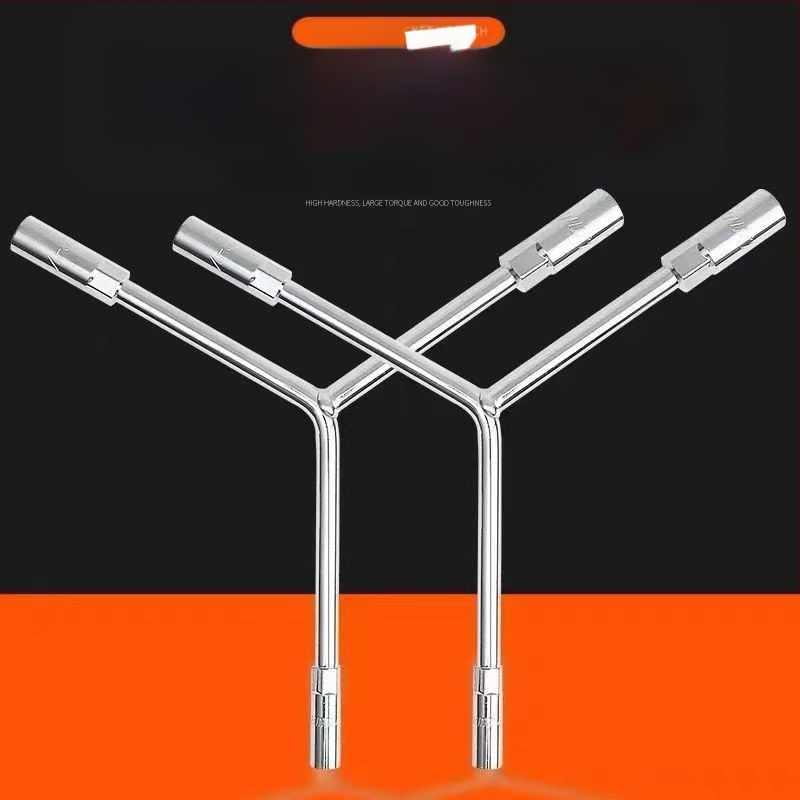 Three-Prong Socket Wrench, Extended Y-Type, Multi-Functional Triangle Socket, High-Carbon Steel for Motorcycle Tire Repair