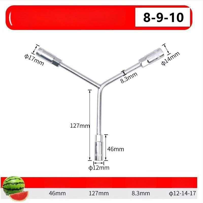 Three-Prong Socket Wrench, Extended Y-Type, Multi-Functional Triangle Socket, High-Carbon Steel for Motorcycle Tire Repair