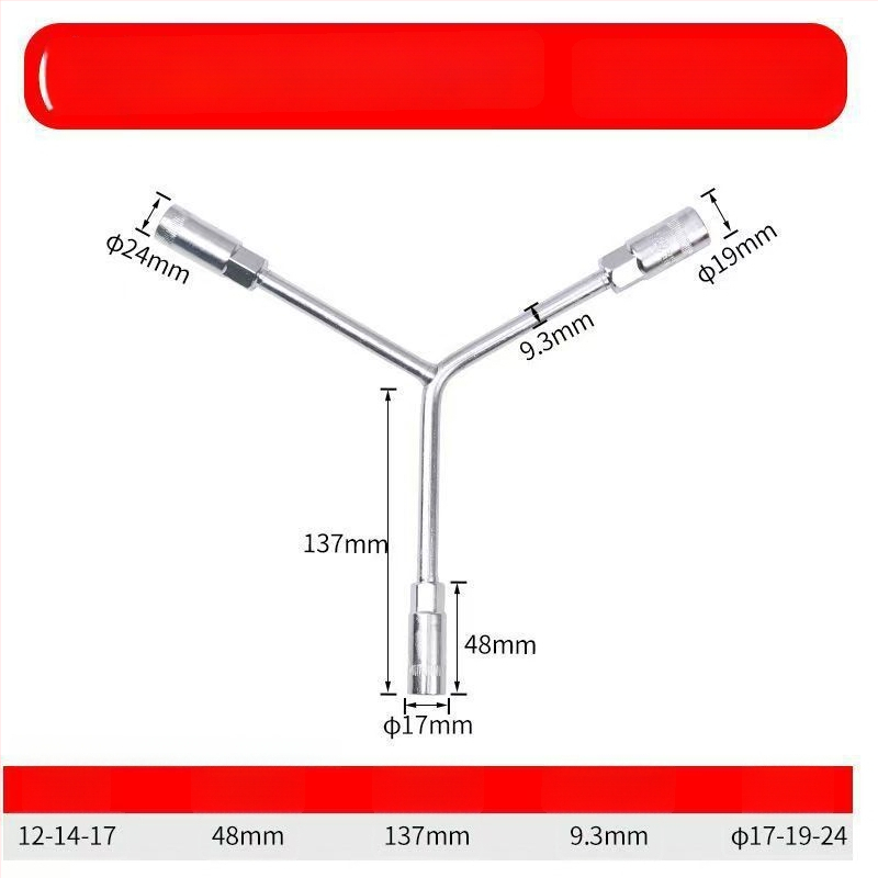 Three-Prong Socket Wrench, Extended Y-Type, Multi-Functional Triangle Socket, High-Carbon Steel for Motorcycle Tire Repair