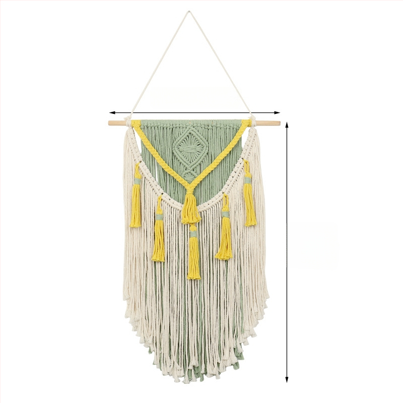 Μποέμικο βαμβακερό ταπετσαρία τοίχου, χειροποίητο, τετράγωνο, ριγέ σχέδιο