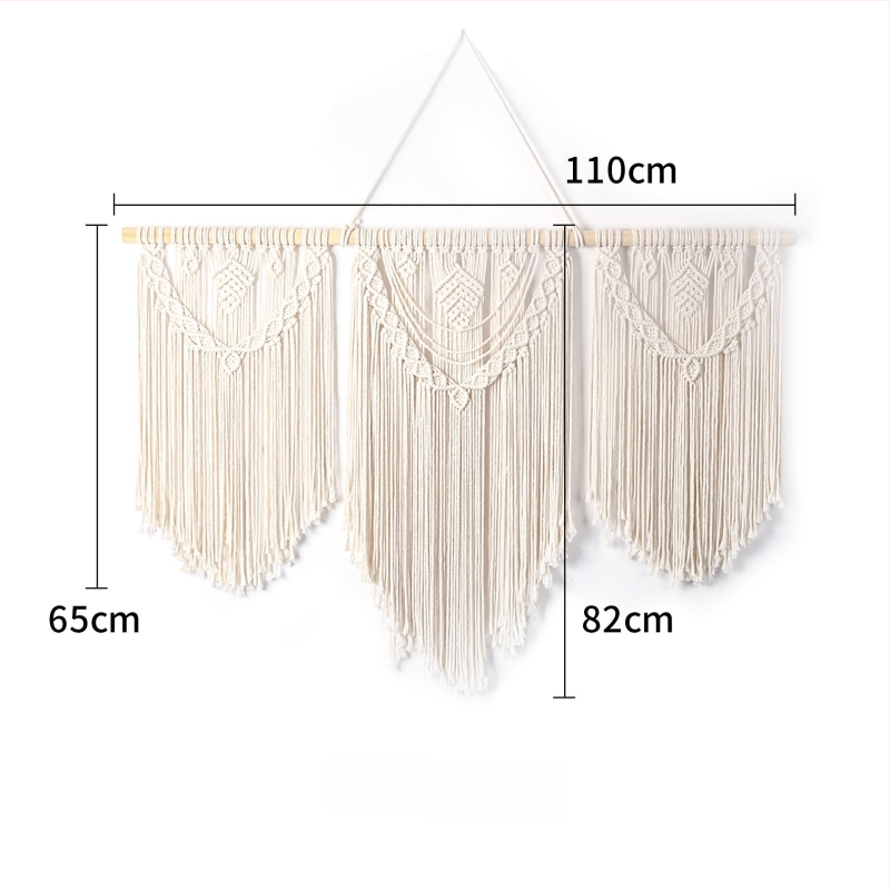 Μποέμικο βαμβακερό ταπετσαρία τοίχου, χειροποίητο, τετράγωνο, ριγέ σχέδιο