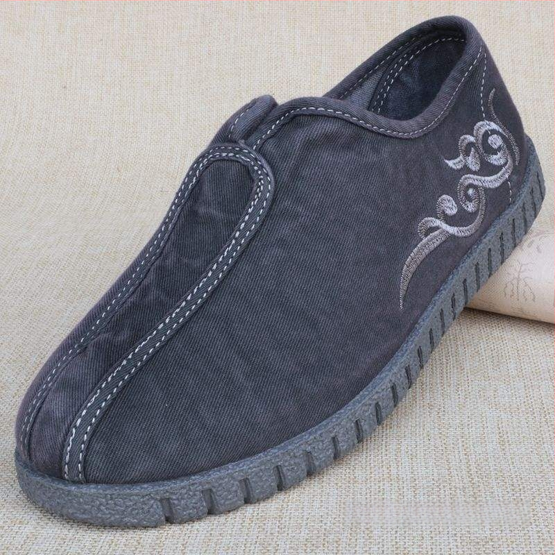 Γυναικείες φλατ με ντένιμ επάνω, κέντημα, στρογγυλό δάχτυλο, ρηχό άνοιγμα, χαμηλό τακούνι 1–3 cm, αναπνέουσα ελαφριά σόλα PVC, βαμβακερή επένδυση