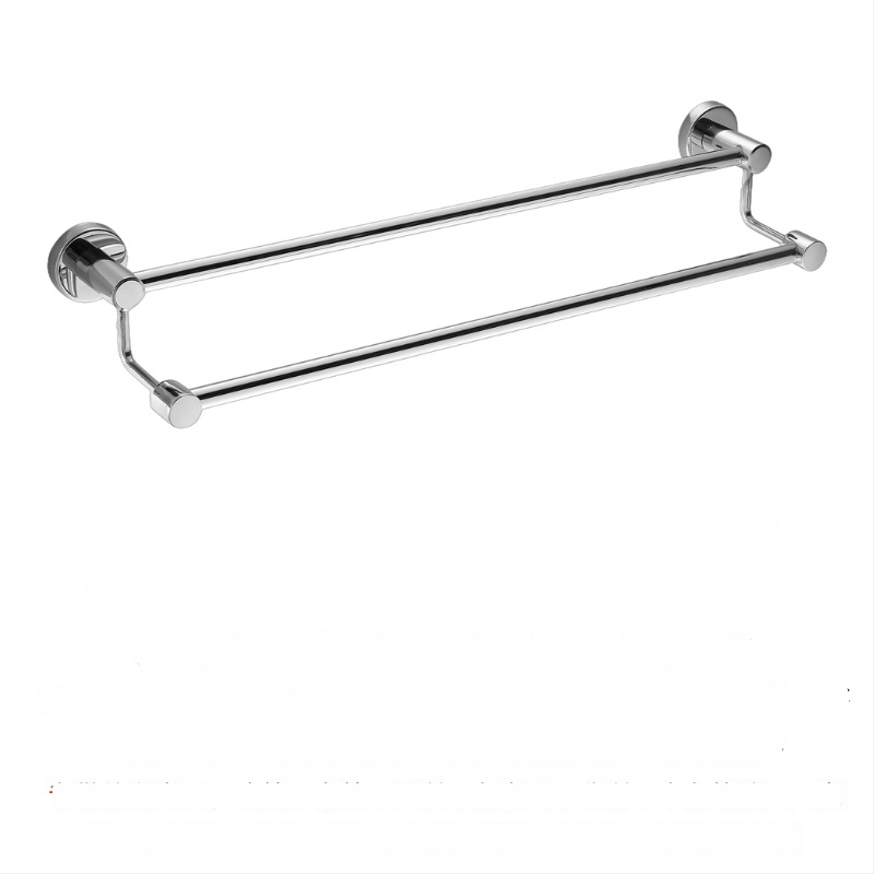 304 rozsdamentes acél törölközőtartó, falra szerelhető, egylábu vagy kettős rúddal, polírozott felület, 2 rétegű tárolás