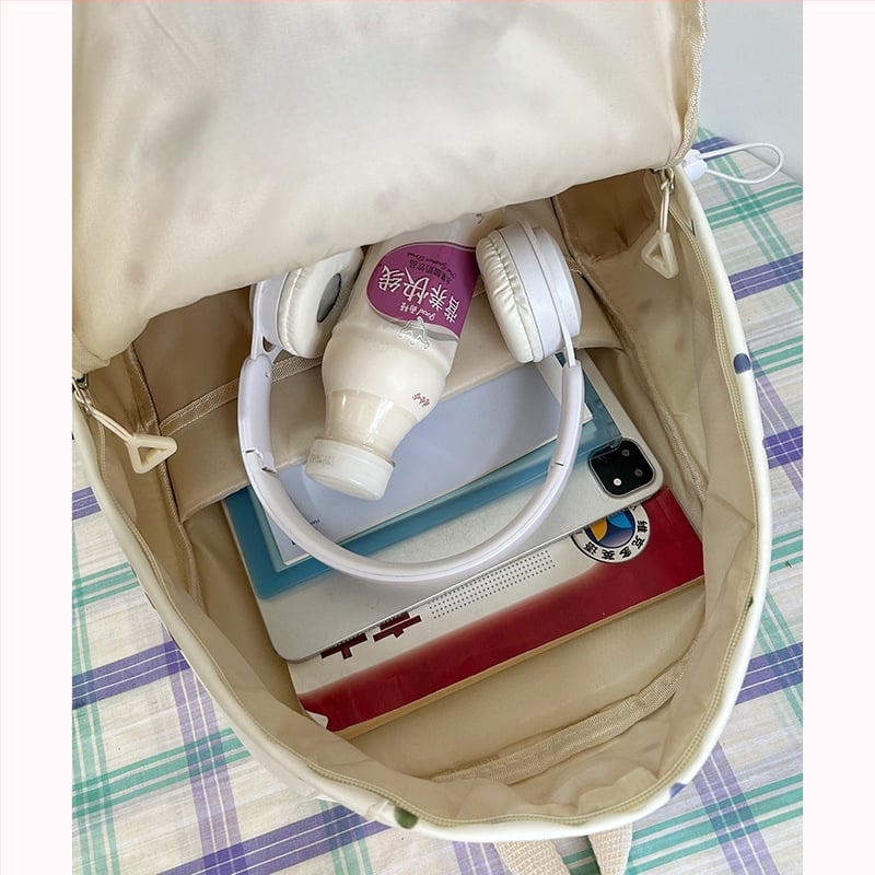 Nylonová školská taška, unisex, svieži a sladký štýl, bodkovaný vzor, podšívka z polyesteru