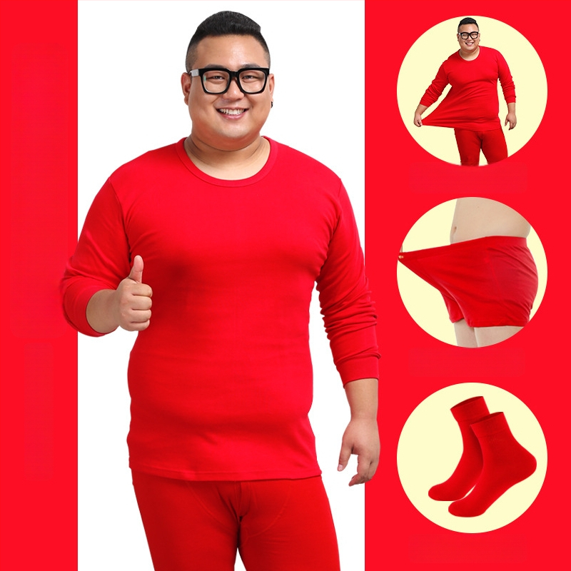 Set de lenjerie termică pentru bărbați, 100% bumbac — călduros pulover cu guler rotund, mâneci lungi și pantaloni, țesătură de greutate medie 181–200 g/m2