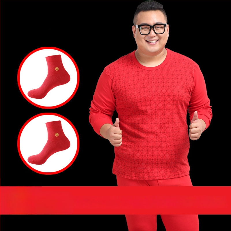 Set de lenjerie termică pentru bărbați, 100% bumbac — călduros pulover cu guler rotund, mâneci lungi și pantaloni, țesătură de greutate medie 181–200 g/m2