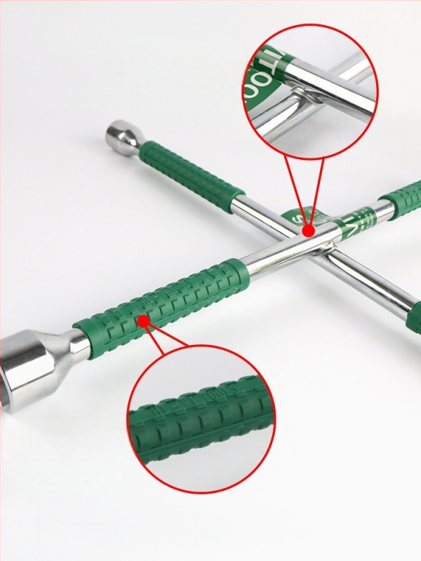 Кръстовиден гаечен ключ за смяна на гуми, Chrome vanadium стомана, удължен накрайник, лесно завинтване