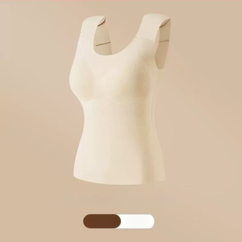 Vestă termică pentru femei cu pernă pentru bust, elasticitate ridicată, fleece periat, țesătură Derong din acrilic, 161–180 g/m²