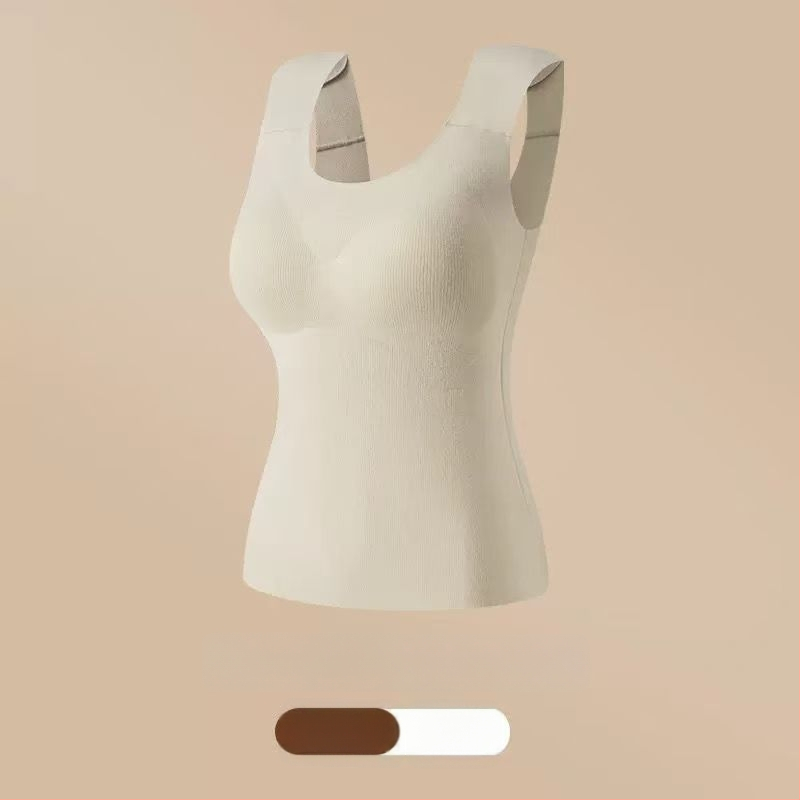 Vestă termică pentru femei cu pernă pentru bust, elasticitate ridicată, fleece periat, țesătură Derong din acrilic, 161–180 g/m²