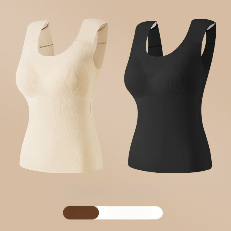 Vestă termică pentru femei cu pernă pentru bust, elasticitate ridicată, fleece periat, țesătură Derong din acrilic, 161–180 g/m²