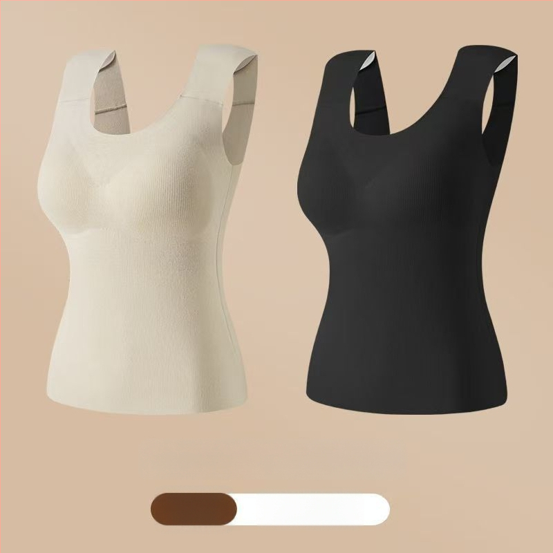 Vestă termică pentru femei cu pernă pentru bust, elasticitate ridicată, fleece periat, țesătură Derong din acrilic, 161–180 g/m²