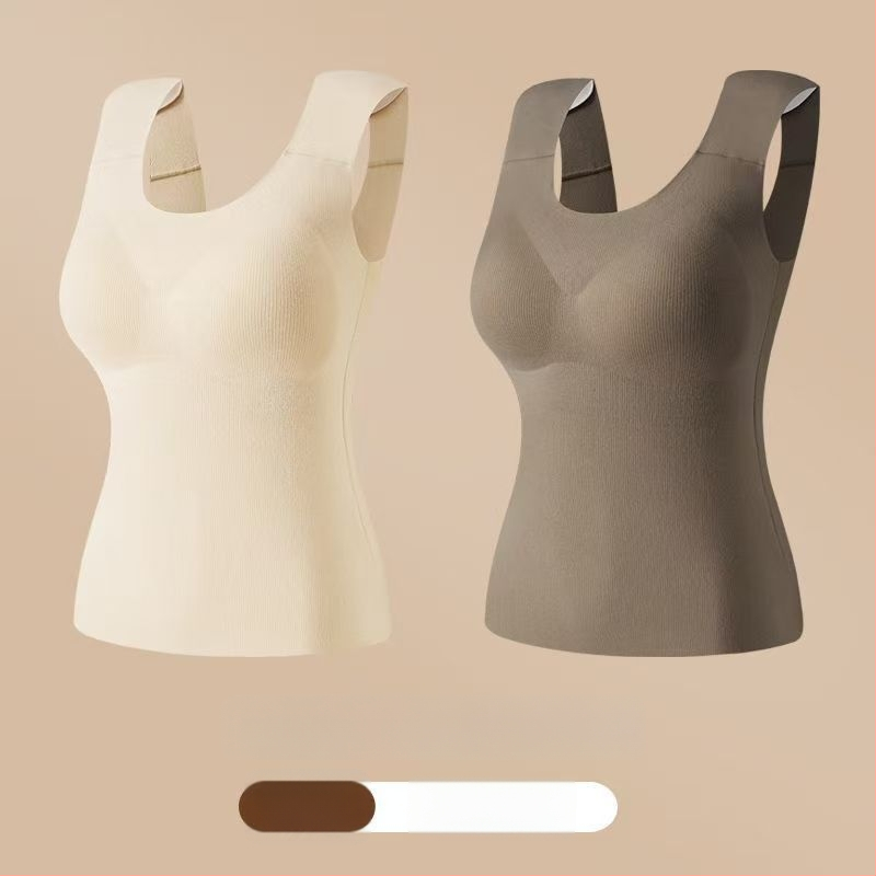 Vestă termică pentru femei cu pernă pentru bust, elasticitate ridicată, fleece periat, țesătură Derong din acrilic, 161–180 g/m²