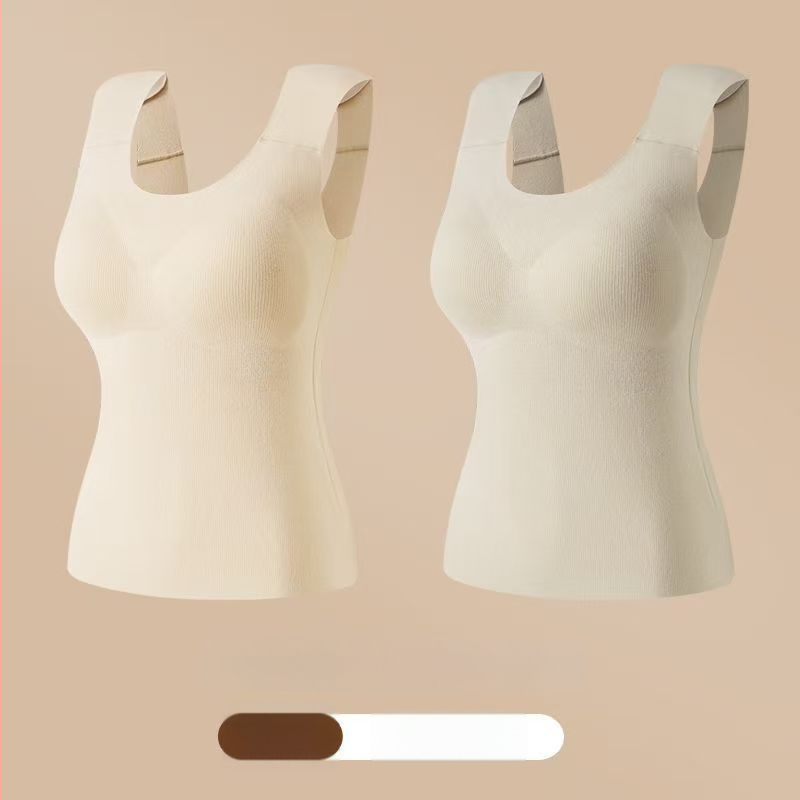 Vestă termică pentru femei cu pernă pentru bust, elasticitate ridicată, fleece periat, țesătură Derong din acrilic, 161–180 g/m²