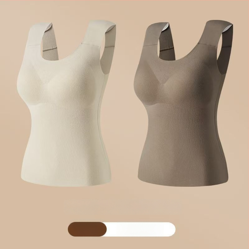 Vestă termică pentru femei cu pernă pentru bust, elasticitate ridicată, fleece periat, țesătură Derong din acrilic, 161–180 g/m²