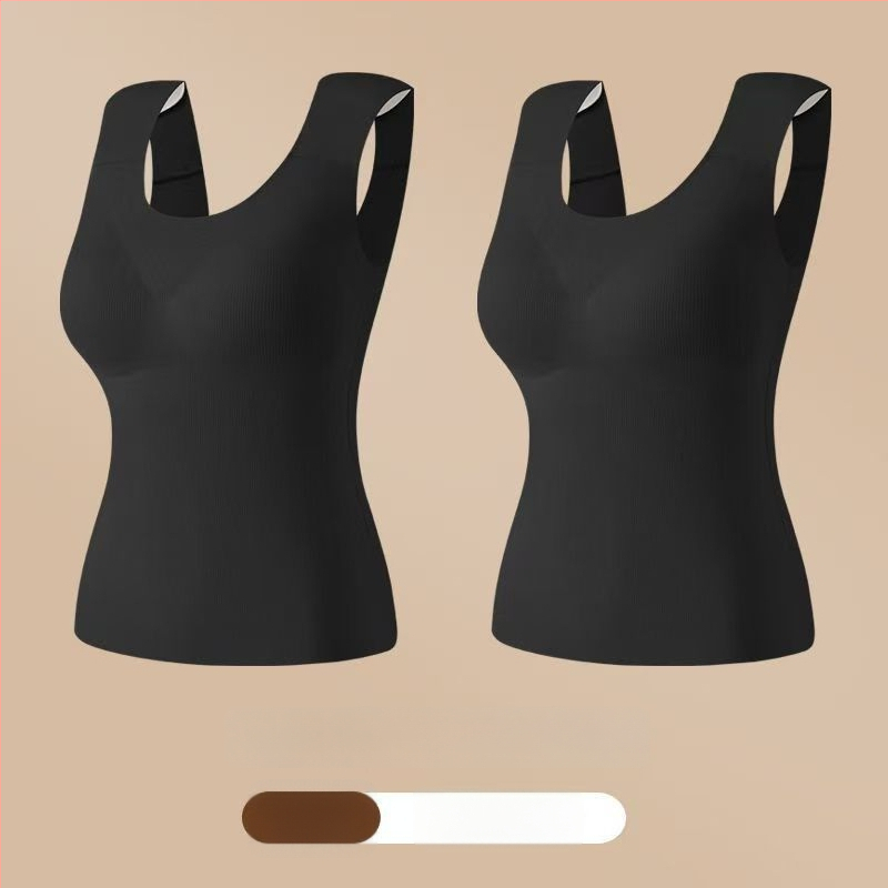 Vestă termică pentru femei cu pernă pentru bust, elasticitate ridicată, fleece periat, țesătură Derong din acrilic, 161–180 g/m²