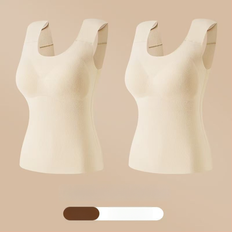 Vestă termică pentru femei cu pernă pentru bust, elasticitate ridicată, fleece periat, țesătură Derong din acrilic, 161–180 g/m²