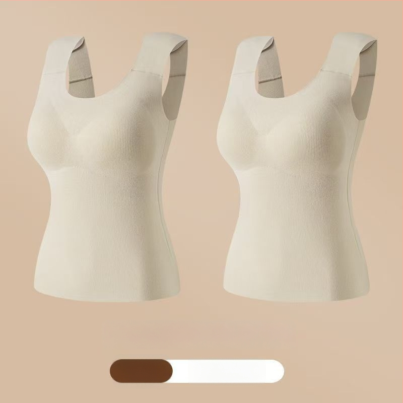 Vestă termică pentru femei cu pernă pentru bust, elasticitate ridicată, fleece periat, țesătură Derong din acrilic, 161–180 g/m²