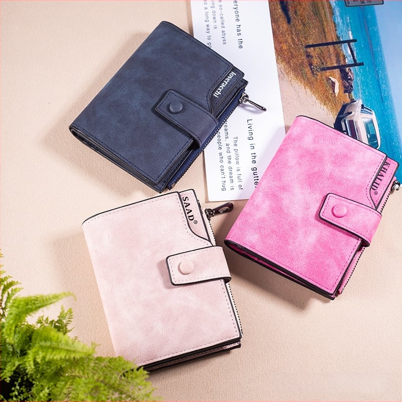 PU bőr női pénztárca, rövid fazonú cipzárral, nagy kapacitás, több kártyatartó rekesz, városi letisztult stílus