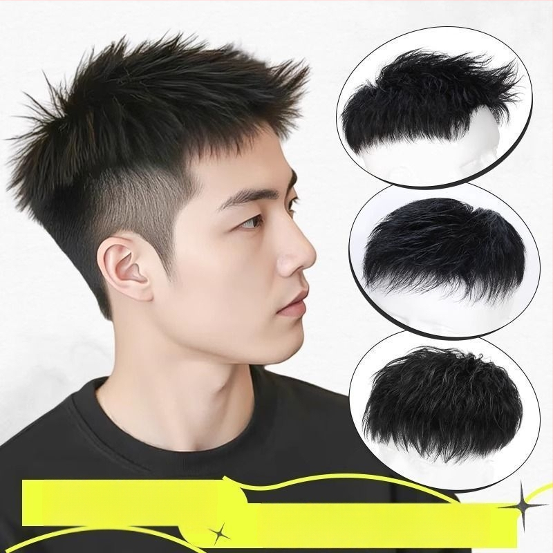 Férfi paróka valódi hajból – Amerikai stílusú elülső hajrész, rövid hossz, természetes megjelenés, mechanikus kivitel
