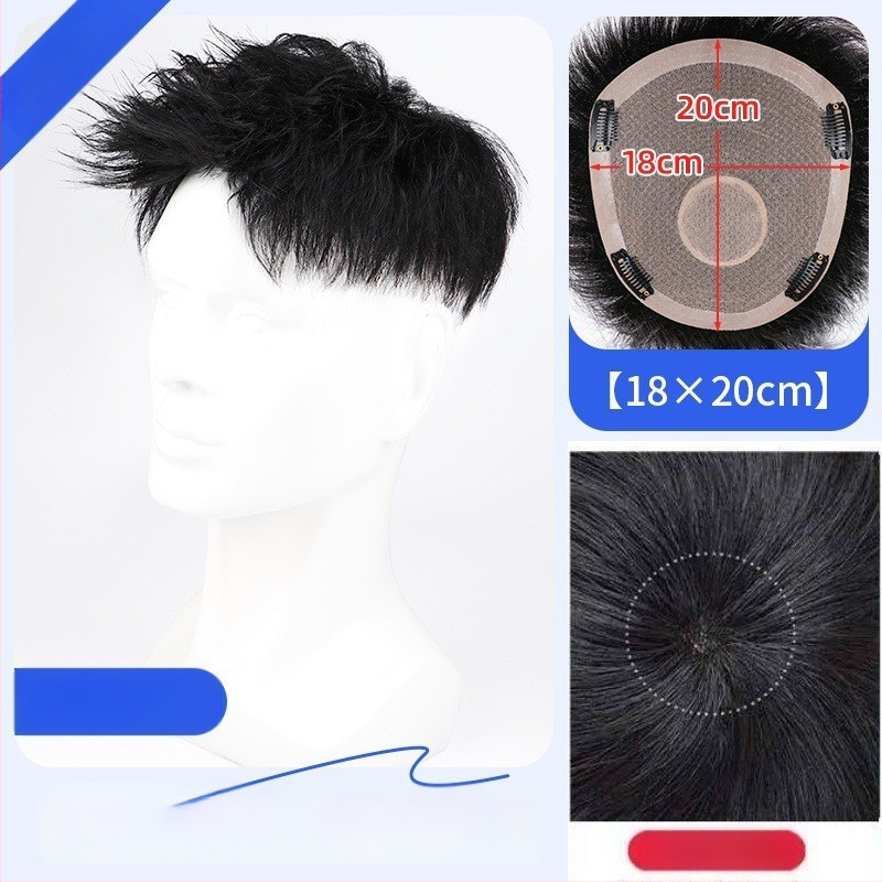 Férfi paróka valódi hajból – Amerikai stílusú elülső hajrész, rövid hossz, természetes megjelenés, mechanikus kivitel