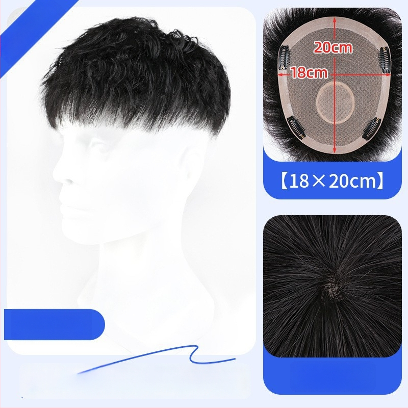 Férfi paróka valódi hajból – Amerikai stílusú elülső hajrész, rövid hossz, természetes megjelenés, mechanikus kivitel