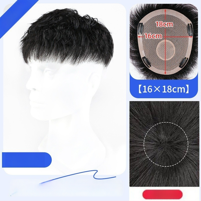 Férfi paróka valódi hajból – Amerikai stílusú elülső hajrész, rövid hossz, természetes megjelenés, mechanikus kivitel