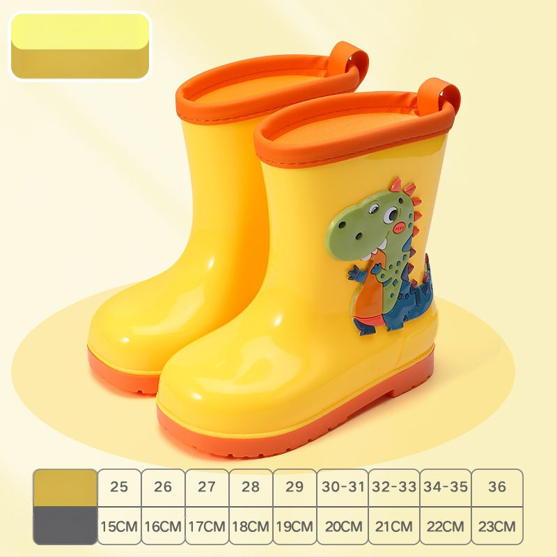 Cizme de ploaie pentru copii – imprimeu desen animat, PVC, toc mic 1–3 cm, înălțime tub medie, pentru toate sezoanele, unisex