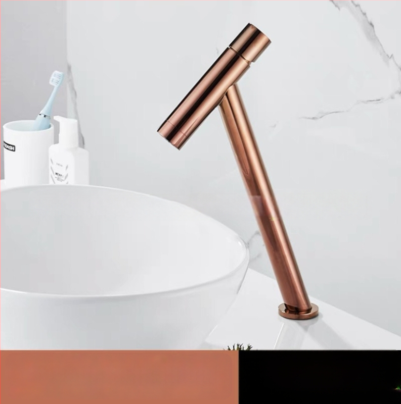 Kúpeľňový umývadlový mixér, meďová konštrukcia, zvislá inštalácia, špirálové otváranie