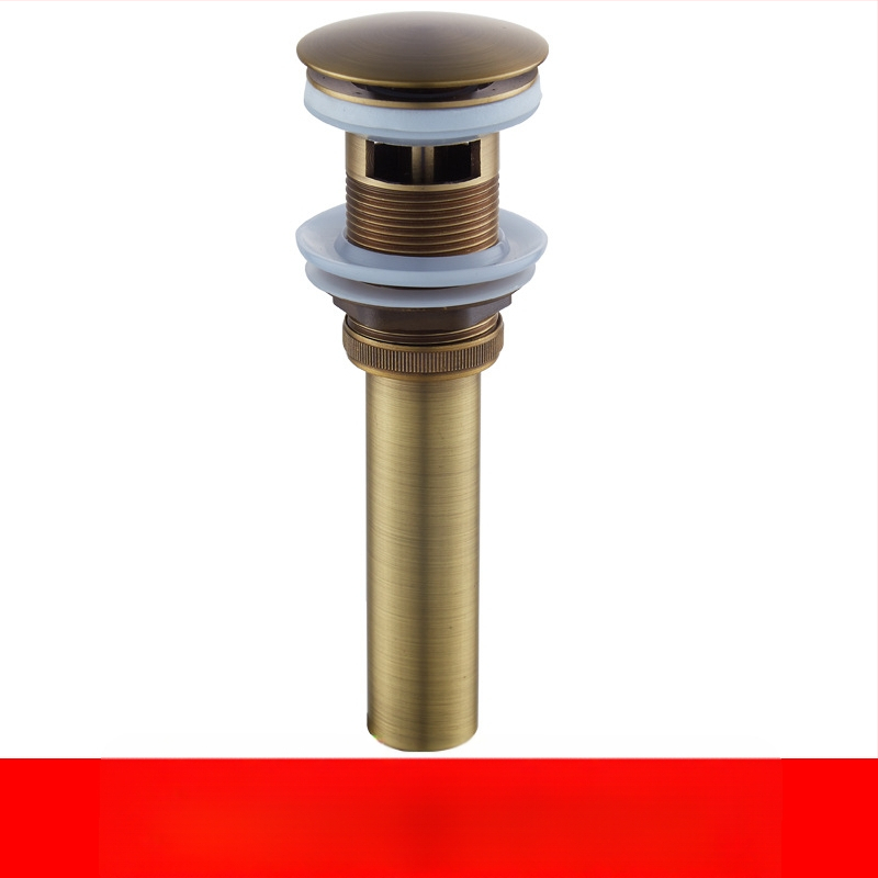 Antický odtok do umývadla z čistej meďe s vyrezávaným vzorom a pop-up mechanizmom