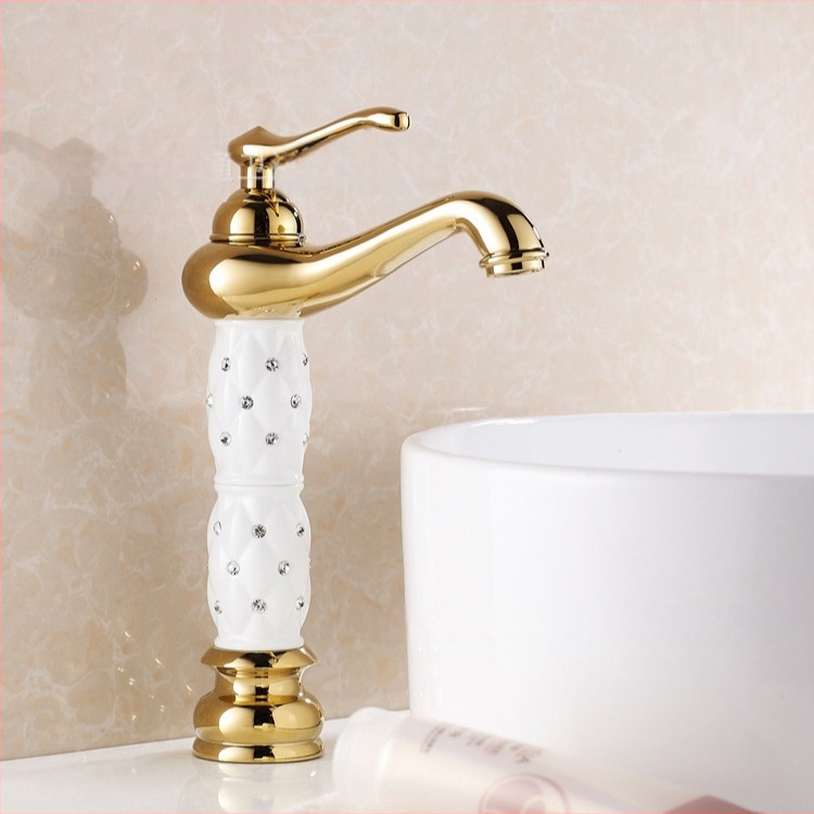 Meďový umývadlový mixér SE-6411, keramický diskový ventil, horúca/studená voda, 0–90°C, 1/2" vstup