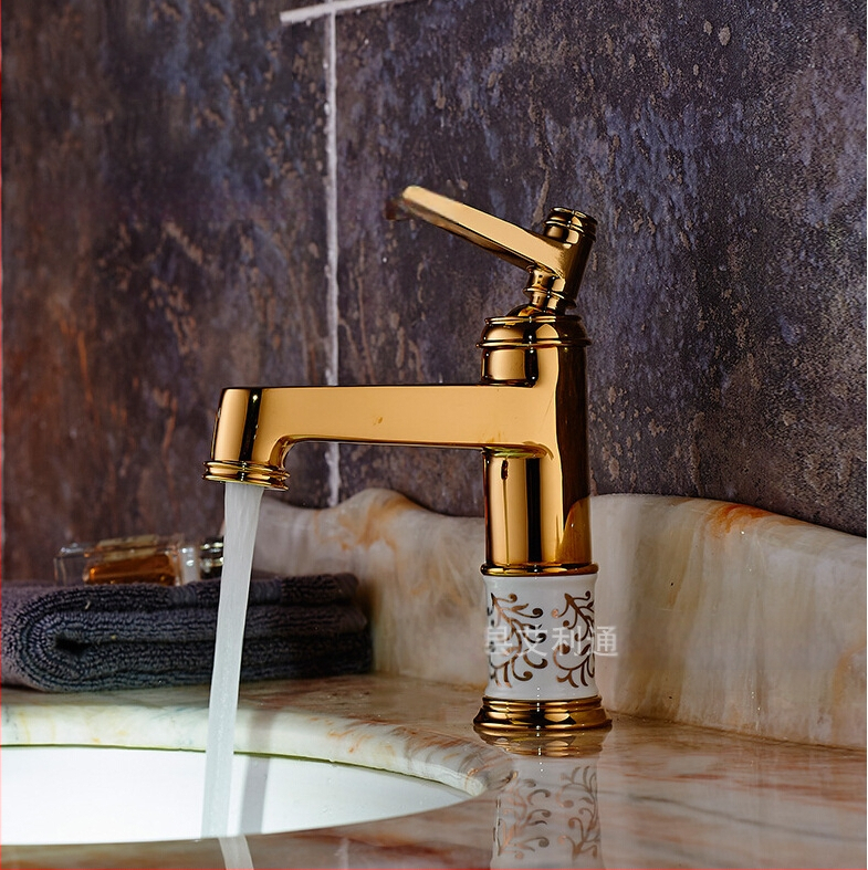 Meďový umývadlový mixér SE-6411, keramický diskový ventil, horúca/studená voda, 0–90°C, 1/2" vstup