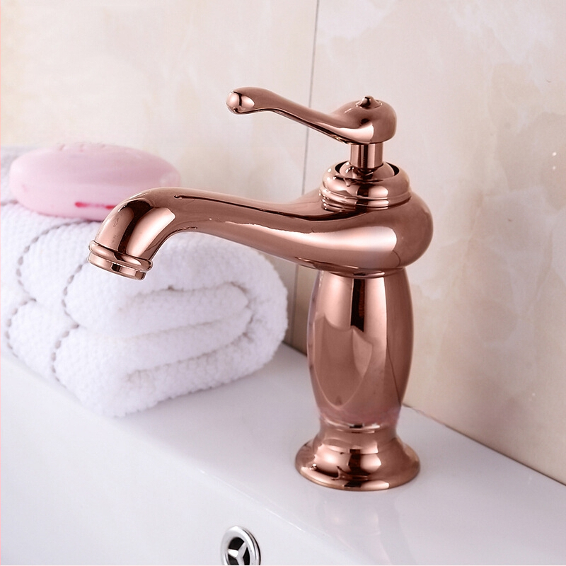 Meďový umývadlový mixér SE-6411, keramický diskový ventil, horúca/studená voda, 0–90°C, 1/2" vstup