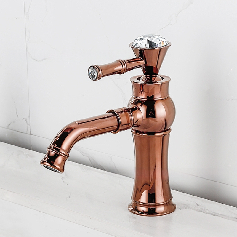 Meďový umývadlový mixér SE-6411, keramický diskový ventil, horúca/studená voda, 0–90°C, 1/2" vstup