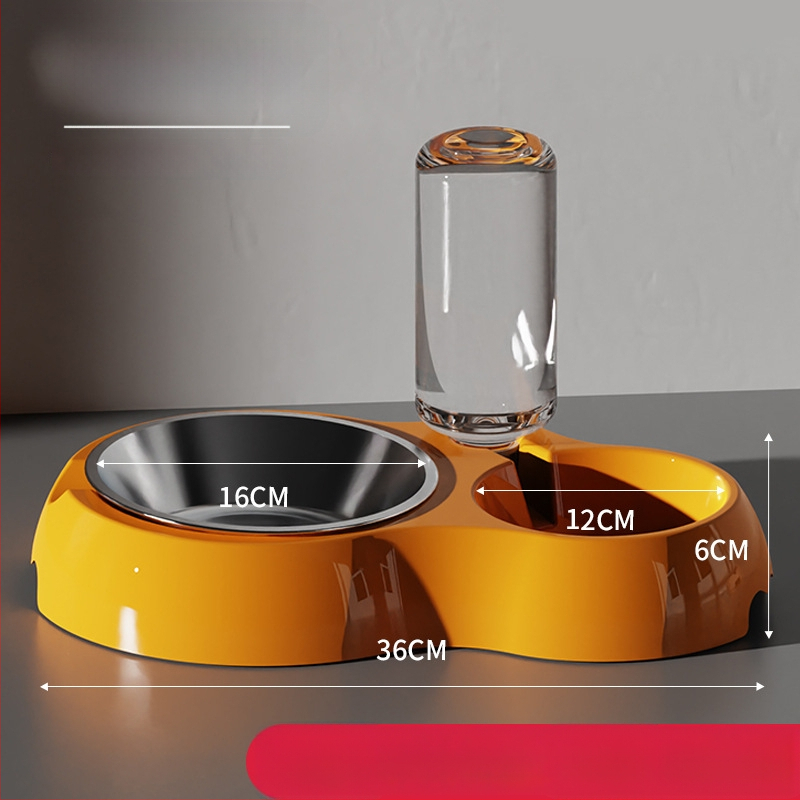 Котешка купа за хранене с интегрирана вода и храна — Материал: пластмаса + неръждаема стомана; Автоматично хранене; Марка: Dog Overlord; Опаковка: 50; За котки