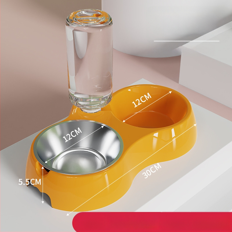 Котешка купа за хранене с интегрирана вода и храна — Материал: пластмаса + неръждаема стомана; Автоматично хранене; Марка: Dog Overlord; Опаковка: 50; За котки