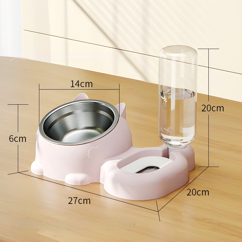 Котешка купа за хранене с интегрирана вода и храна — Материал: пластмаса + неръждаема стомана; Автоматично хранене; Марка: Dog Overlord; Опаковка: 50; За котки