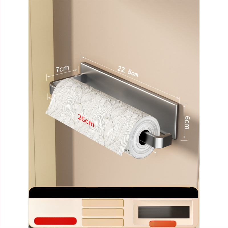 Suport de hârtie de bucătărie montat pe perete, din fier, cu magnet, montaj fără găuri, spațiu de depozitare pentru folie alimentară