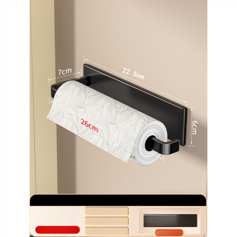 Suport de hârtie de bucătărie montat pe perete, din fier, cu magnet, montaj fără găuri, spațiu de depozitare pentru folie alimentară